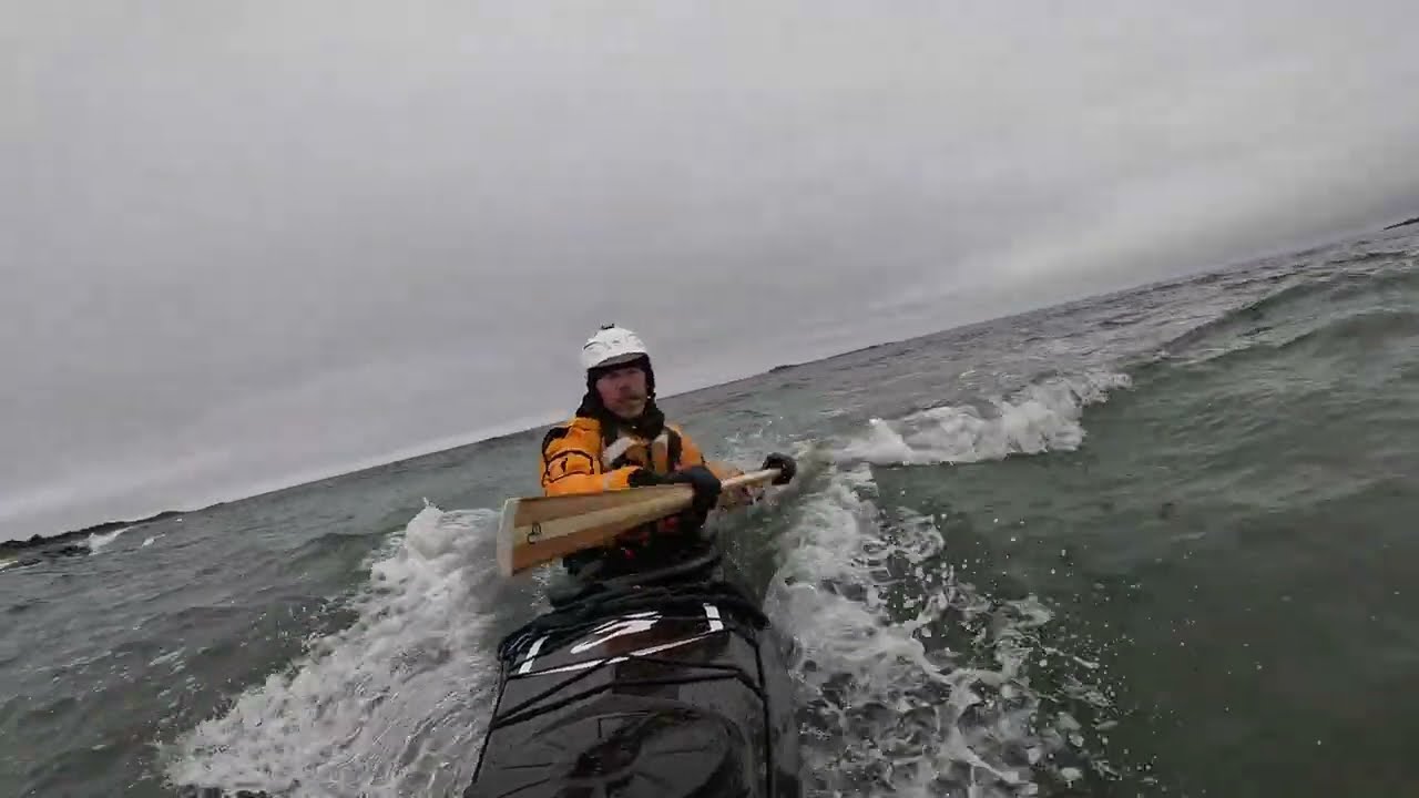 Edge Kayak Testing Greenland Paddle for Surf Performance