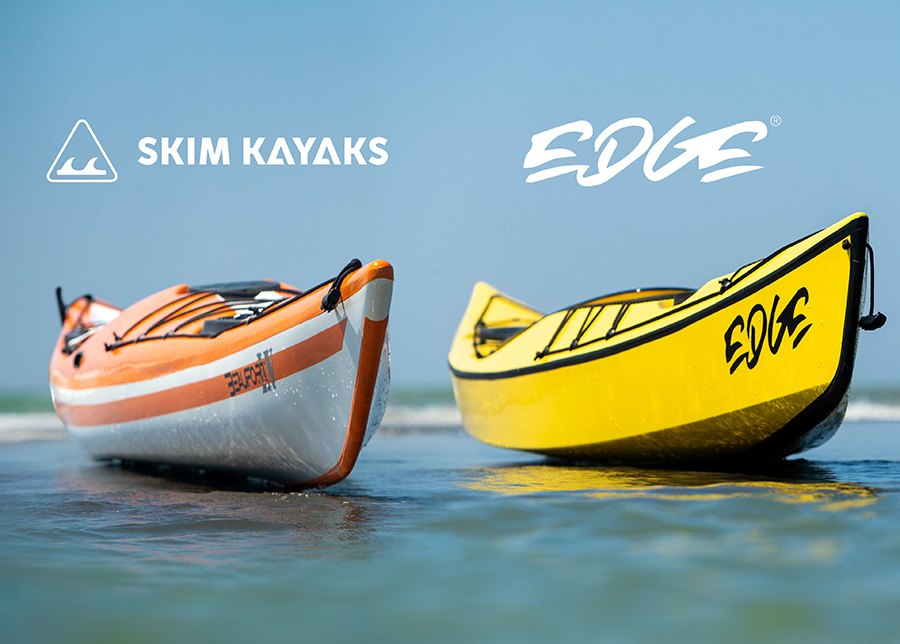 Skim Kayaks and Edge — the two bows side by side