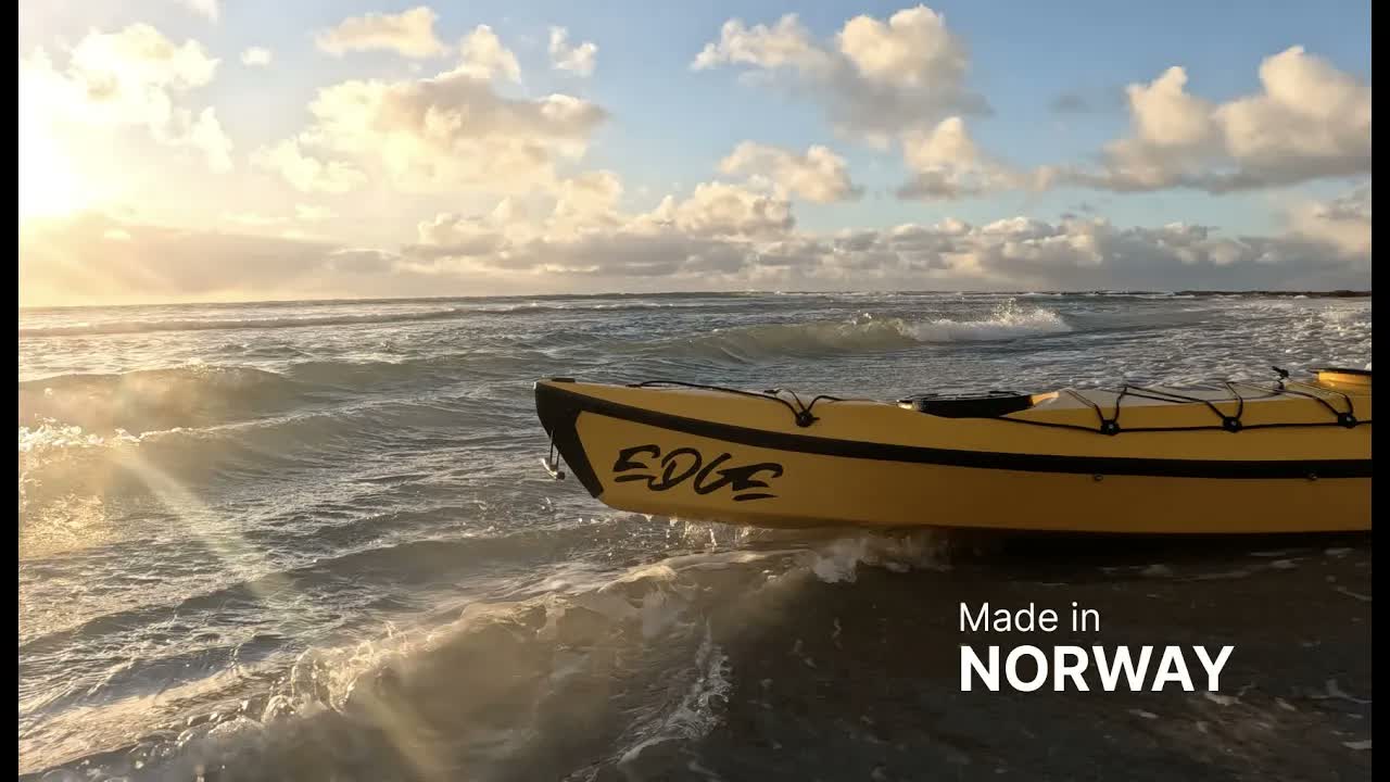 Kayak surfing on a smooth December day at Jæren